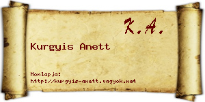 Kurgyis Anett névjegykártya